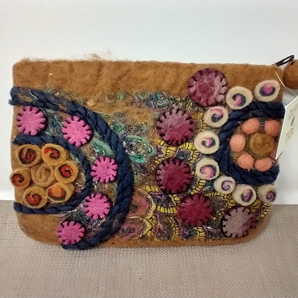 RISING TIDE FELTED WOOL POUCH/CLUTCH